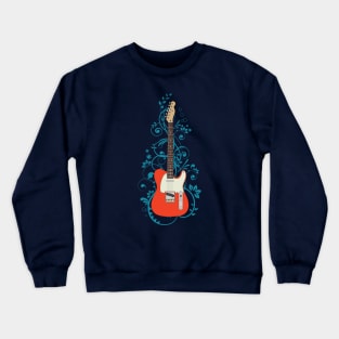 Red T-Style Electric Guitar Flowering Vines Crewneck Sweatshirt